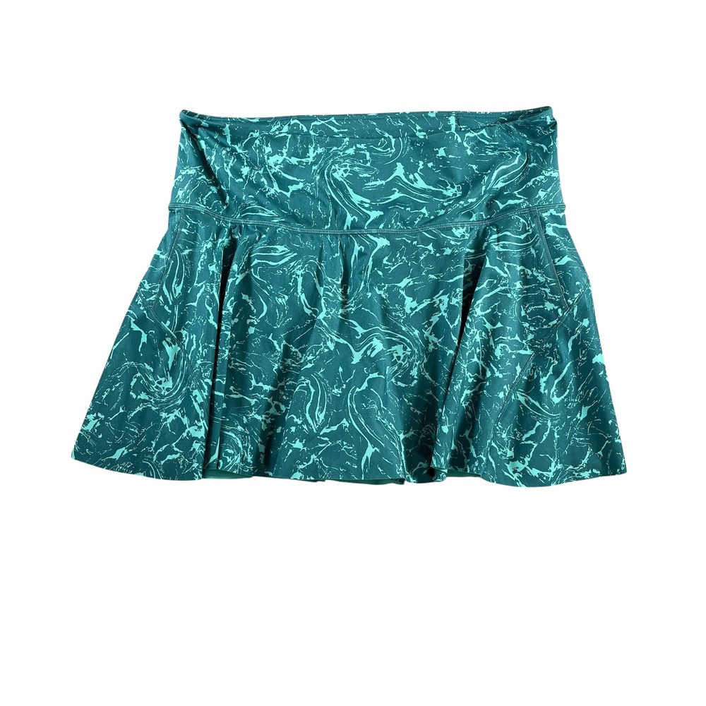 Athleta Ace Printed Tennis Skort 13.5" Teal Marble Swirl Plus Size 1X Activewear